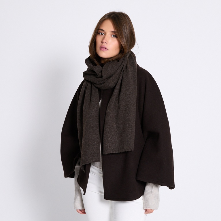 Plain Knit Scarf Brown melange